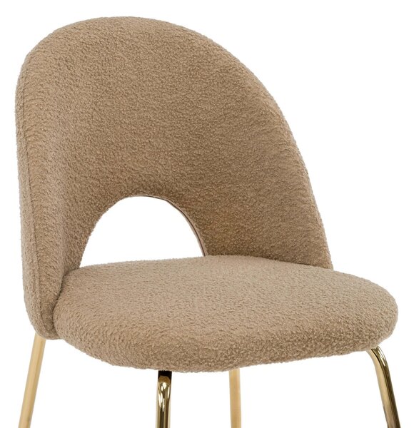 EMWOmeble Krzesło Glamour brązowe #18 KC-903-2 / boucle, złote nogi chromowane