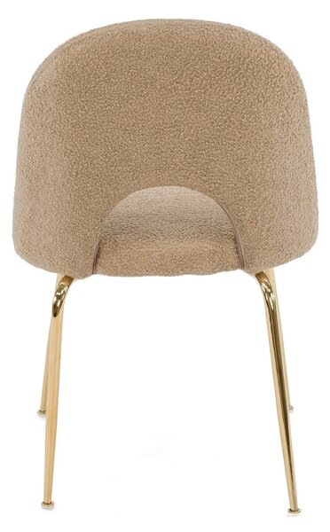 EMWOmeble Krzesło Glamour brązowe #18 KC-903-2 / boucle, złote nogi chromowane