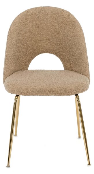 EMWOmeble Krzesło Glamour brązowe #18 KC-903-2 / boucle, złote nogi chromowane