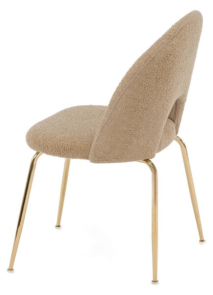 EMWOmeble Krzesło Glamour brązowe #18 KC-903-2 / boucle, złote nogi chromowane