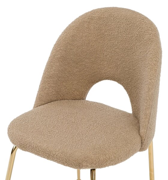 EMWOmeble Krzesło Glamour brązowe #18 KC-903-2 / boucle, złote nogi chromowane