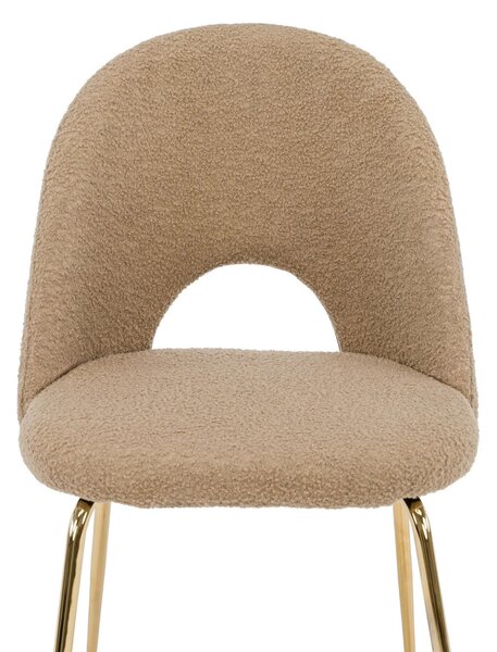 EMWOmeble Krzesło Glamour brązowe #18 KC-903-2 / boucle, złote nogi chromowane
