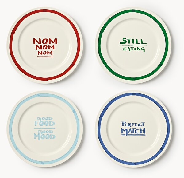 Komplet talerzy z porcelany z motywem dekoracyjnym Tutti, 4 elem