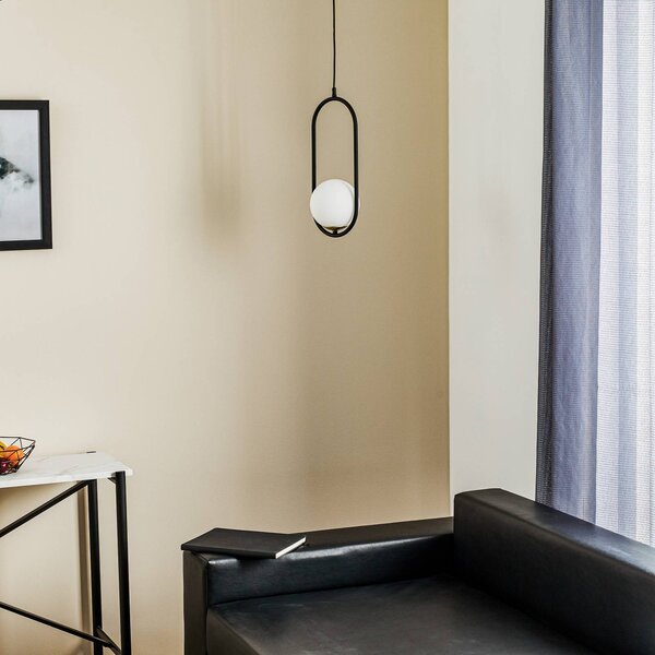 Lampa wisząca szklana Samba Jupiter, możliwość ściemniania, czarny, salon / jadalnia, szkło, nowoczesny