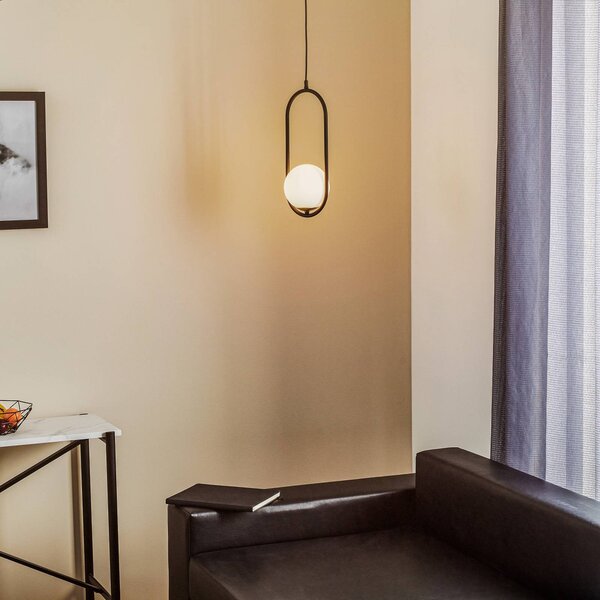 Lampa wisząca szklana Samba Jupiter, możliwość ściemniania, czarny, salon / jadalnia, szkło, nowoczesny