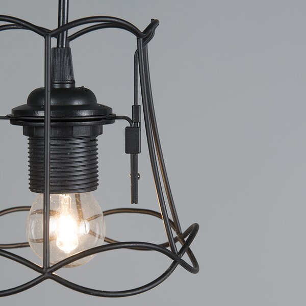 Retro lampa wisząca czarna 15 cm - Granny Frame