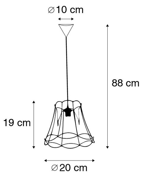 Retro lampa wisząca czarna 20 cm - Granny Frame