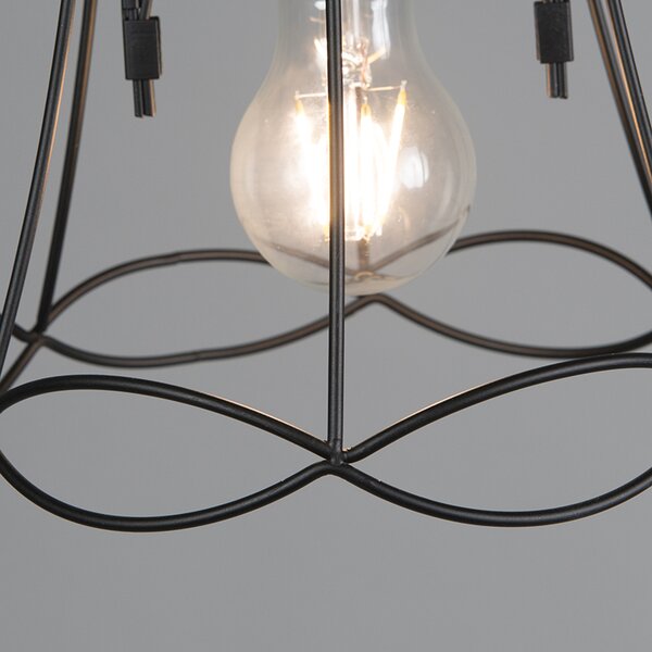 Retro lampa wisząca czarna 20 cm - Granny Frame