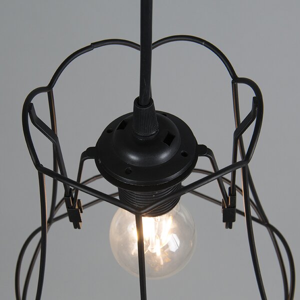 Retro lampa wisząca czarna 20 cm - Granny Frame