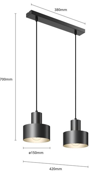 Lampa wisząca Rif SIGMA, możliwość ściemniania, czarny, salon / jadalnia, metal, nowoczesny
