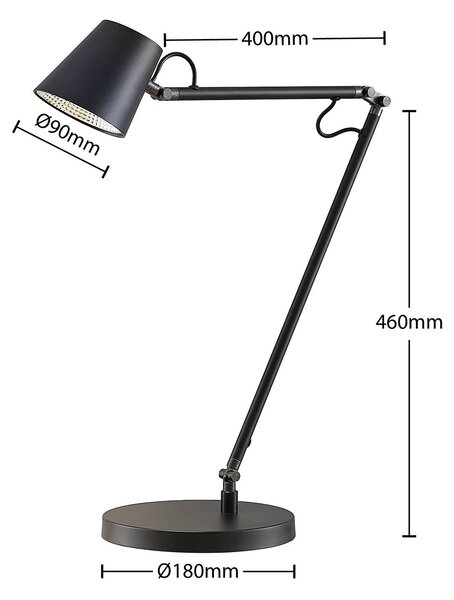 Lampa biurkowa LED Tarris Lucande, możliwość ściemniania, czarny, biuro, metal, nowoczesny