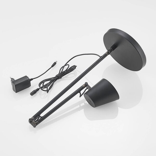Lampa biurkowa LED Tarris Lucande, możliwość ściemniania, czarny, biuro, metal, nowoczesny