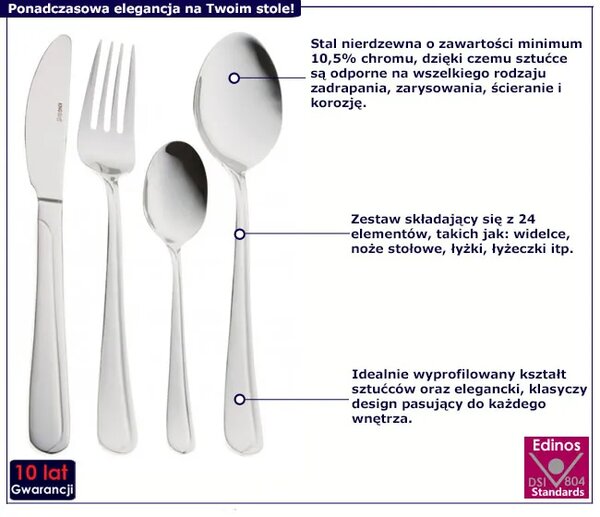 Zestaw sztućców stołowych 24 sztuki - Gifdos 16X