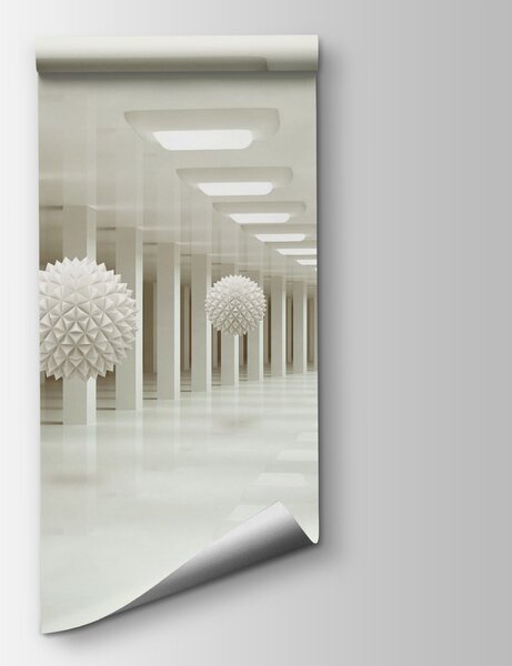 Fototapeta Biały pokój z białymi kulami z sufitu, Fototapety 3d, Popularne Fototapety, u24296 - Tapeko.pl