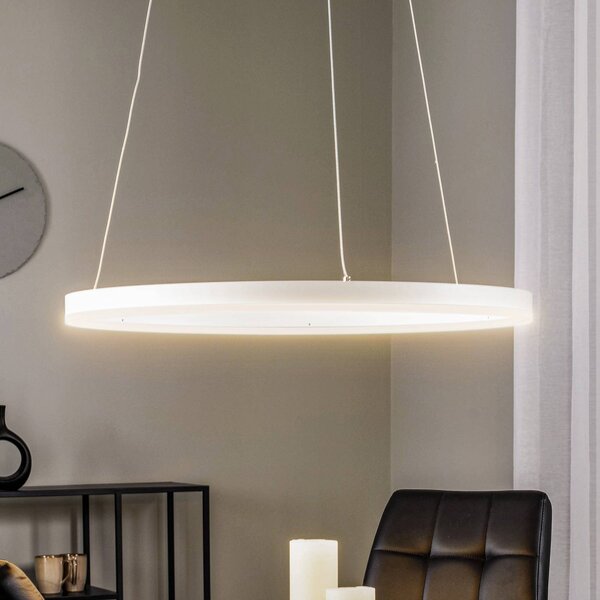 Lampa wisząca Albiona Arcchio, możliwość ściemniania, biały / opal, kuchnia, metal, nowoczesny