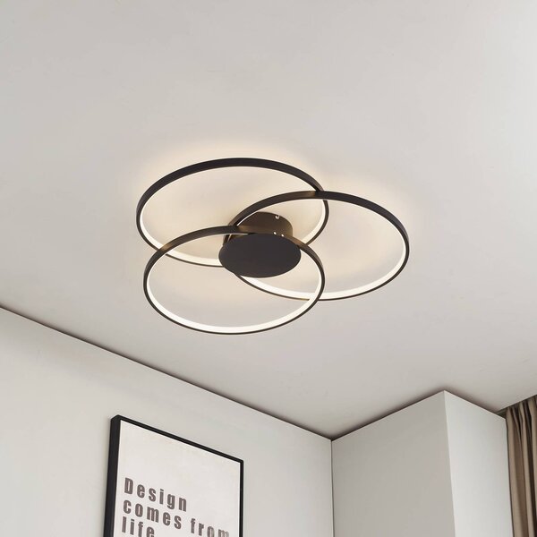 Lampa sufitowa LED Riley Lindby, możliwość ściemniania, czarny, salon / jadalnia, aluminium, nowoczesny