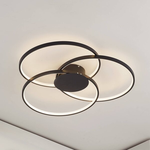 Lampa sufitowa LED Riley Lindby, możliwość ściemniania, czarny, salon / jadalnia, aluminium, nowoczesny
