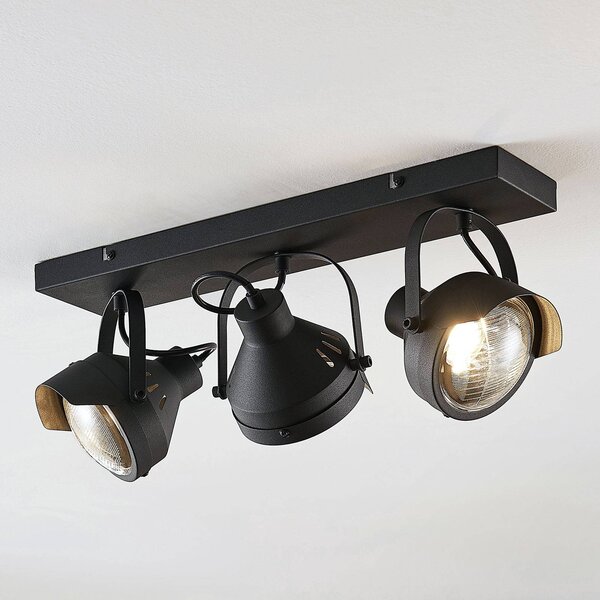 Reflektor sufitowy Lindby Henega, 52 cm, czarny, 3-punktowy Henega Lindby, możliwość ściemniania, czarny, salon / jadalnia, metal, industrialny