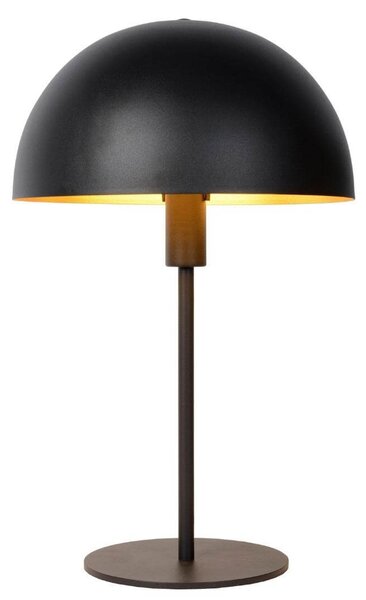 Czarna lampa stołowa z półokrągłym kloszem Siemon