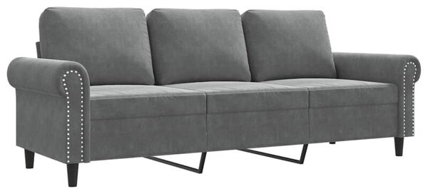 Sofa 3-osobowa, ciemnoszara, 180 cm, obita aksamitem