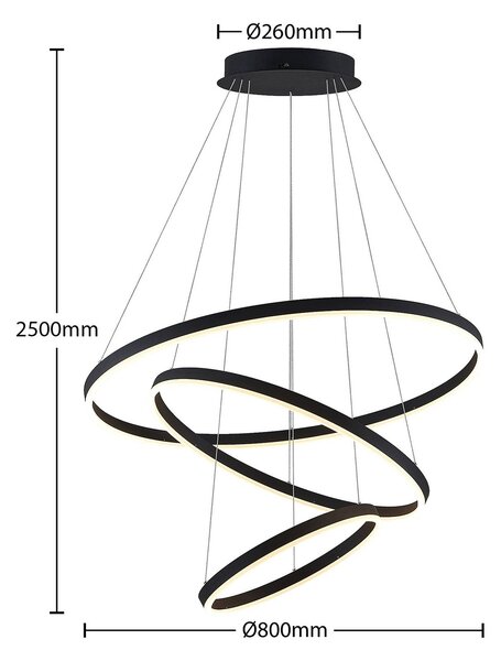 Lampa wisząca Albiona Arcchio, możliwość ściemniania, czarny, metal, nowoczesny