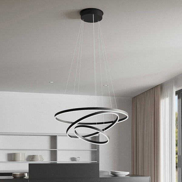 Lampa wisząca Albiona Arcchio, możliwość ściemniania, czarny, metal, nowoczesny