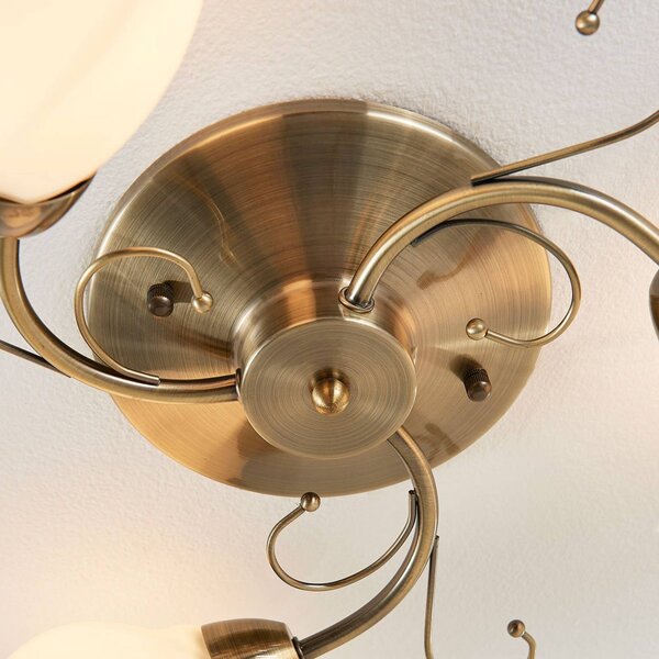 Lampa sufitowa Amedea Lindby, możliwość ściemniania, brązowy / mosiężny, salon / jadalnia, szkło, antyczny