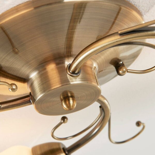 Lampa sufitowa Amedea Lindby, możliwość ściemniania, brązowy / mosiężny, salon / jadalnia, szkło, antyczny