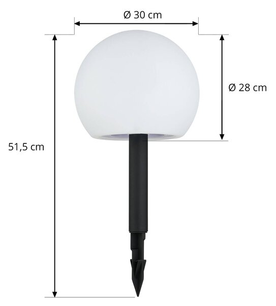 Lampy solarne LED Lindby Lago, RGBW, zestaw 3, kule, szpikulec do podłoża Lago, biały / opal, tworzywo sztuczne, nowoczesny