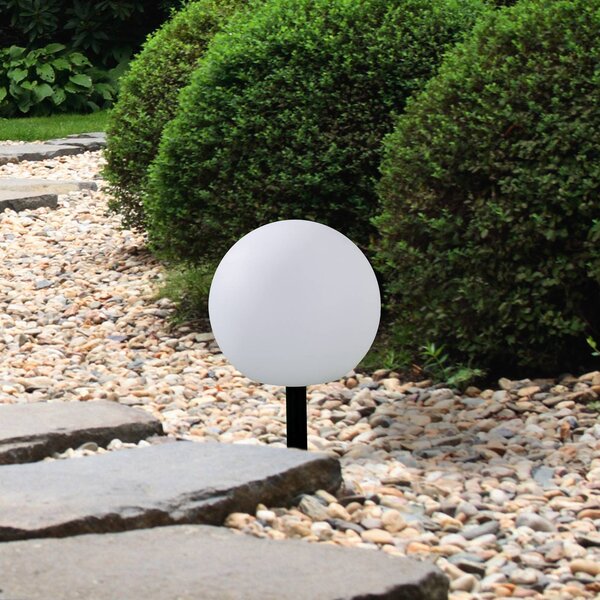 Lampy solarne LED Lindby Lago, RGBW, zestaw 3, kule, szpikulec do podłoża Lago, biały / opal, tworzywo sztuczne, nowoczesny
