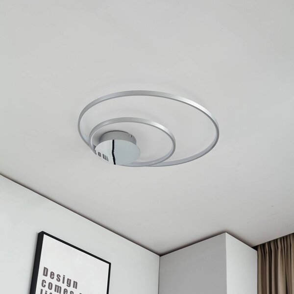 Lampa sufitowa LED Nerwin Lindby, możliwość ściemniania, aluminiowy / szary / cynkowy, salon / jadalnia, aluminium, nowoczesny