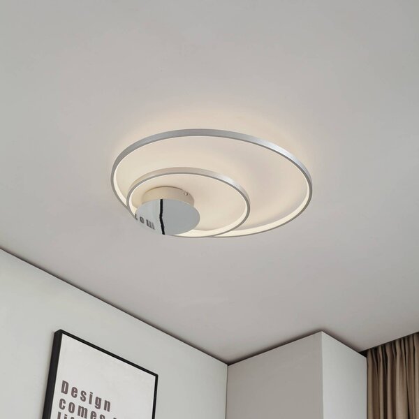 Lampa sufitowa LED Nerwin Lindby, możliwość ściemniania, aluminiowy / szary / cynkowy, salon / jadalnia, aluminium, nowoczesny
