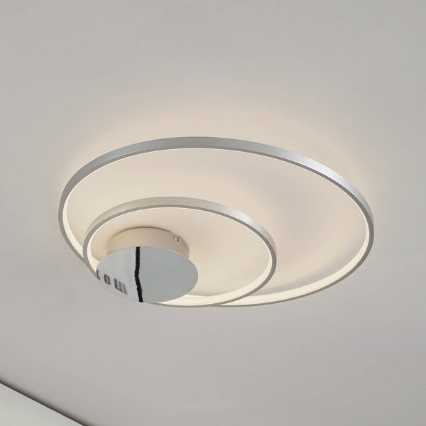 Lampa sufitowa LED Nerwin Lindby, możliwość ściemniania, aluminiowy / szary / cynkowy, salon / jadalnia, aluminium, nowoczesny