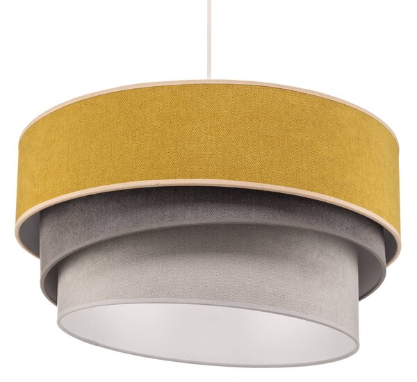 Lampa wisząca Pastell Trio Duolla, możliwość ściemniania, żółty / pomarańczowy, salon / jadalnia, tkanina / materiał / jedwab