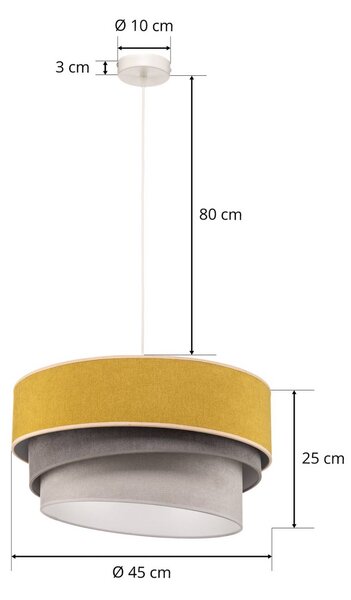 Lampa wisząca Pastell Trio Duolla, możliwość ściemniania, żółty / pomarańczowy, salon / jadalnia, tkanina / materiał / jedwab