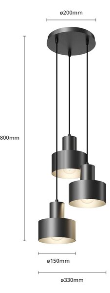 Lampa wisząca Rif SIGMA, możliwość ściemniania, czarny, salon / jadalnia, metal, nowoczesny