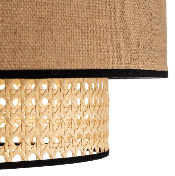 Lampa wisząca Boho Duolla, możliwość ściemniania, jasne drewno, salon / jadalnia, tkanina / materiał / jedwab, dworkowy / rustykalny