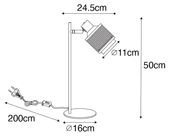 Industrialna lampa stołowa czarna ze złotem - Kayden