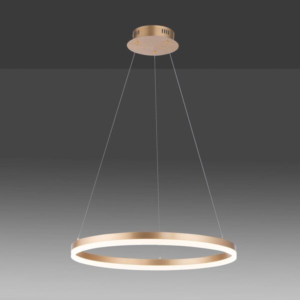 Paul Neuhaus Lampa wisząca Titus, możliwość ściemniania, mosiężny / złoty, salon / jadalnia, aluminium, nowoczesny