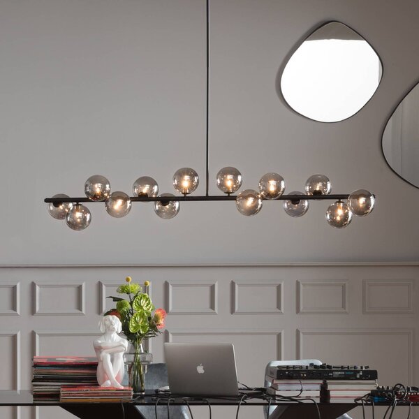 KARE Lampa wisząca designerska Scala Balls, możliwość ściemniania, czarny, salon / jadalnia, metal, design
