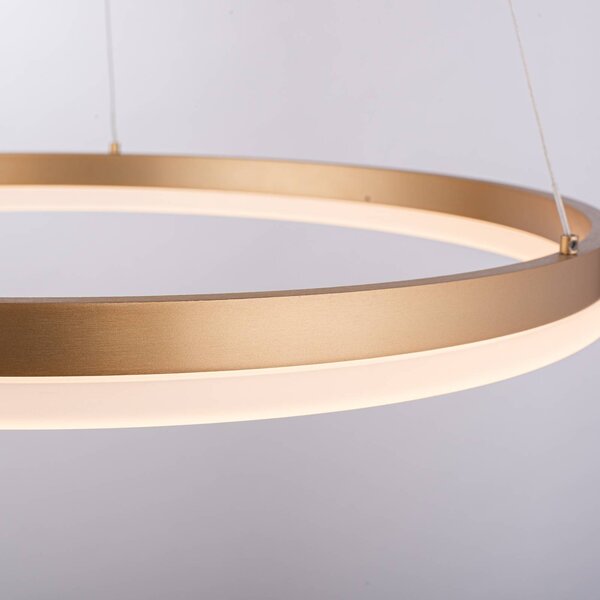 Paul Neuhaus Lampa wisząca Titus, możliwość ściemniania, mosiężny / złoty, salon / jadalnia, aluminium, nowoczesny