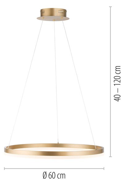 Paul Neuhaus Lampa wisząca Titus, możliwość ściemniania, mosiężny / złoty, salon / jadalnia, aluminium, nowoczesny