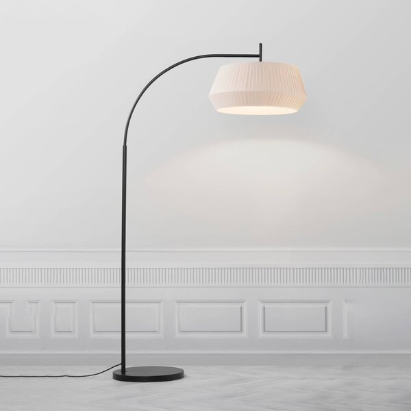 Nordlux Lampa łukowa - lampa stojąca Dicte, kremowy / amber, salon / jadalnia, tkanina / materiał / jedwab, skandynawski