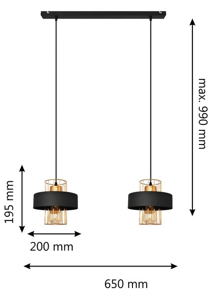 Lampa wisząca podwójna VOLTA W-L 1377/2 BK+BR