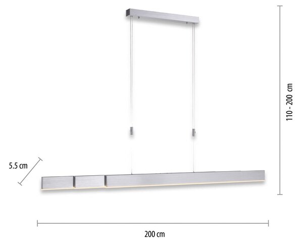 PURE Lampa wisząca Pure Moto, możliwość ściemniania, aluminiowy / szary / cynkowy, salon / jadalnia, metal, nowoczesny