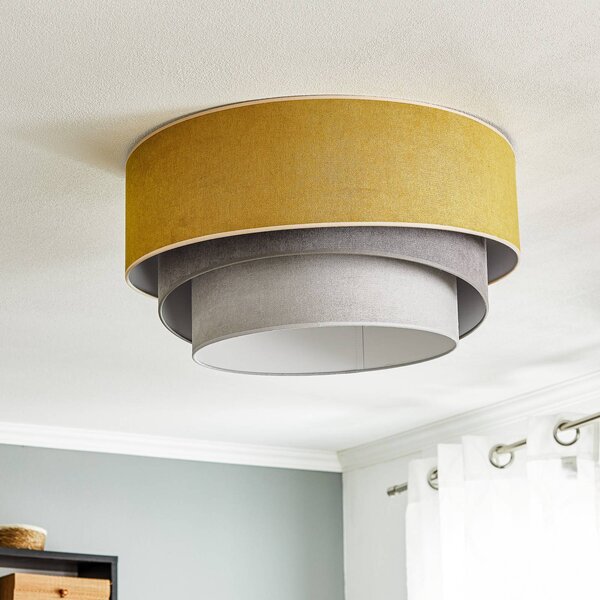Lampa sufitowa Pastell Trio Duolla, możliwość ściemniania, żółty / pomarańczowy, salon / jadalnia, tkanina / materiał / jedwab, młodzieżowy