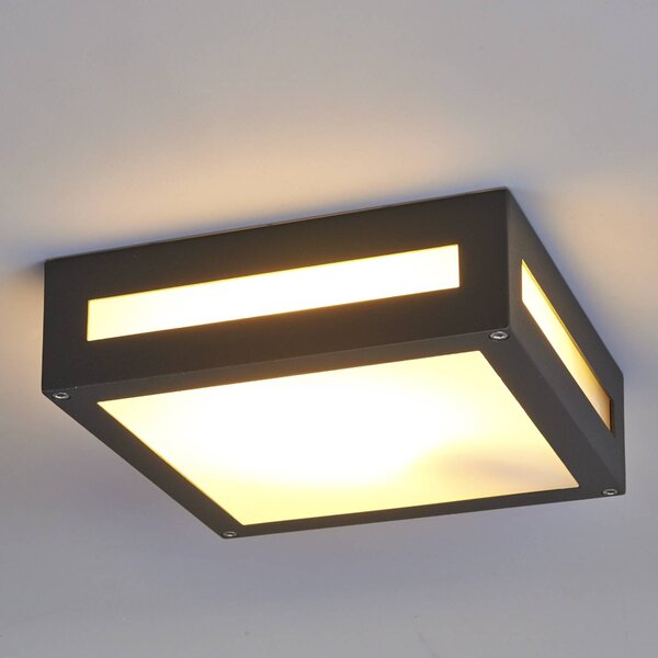 Prostokątna zewnętrzna lampa sufitowa Nerea NEREA Lucande, czarny, aluminium, nowoczesny