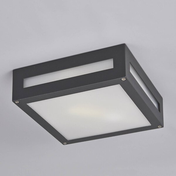 Prostokątna zewnętrzna lampa sufitowa Nerea NEREA Lucande, czarny, aluminium, nowoczesny