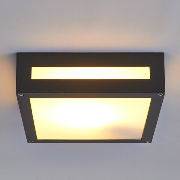 Prostokątna zewnętrzna lampa sufitowa Nerea NEREA Lucande, czarny, aluminium, nowoczesny