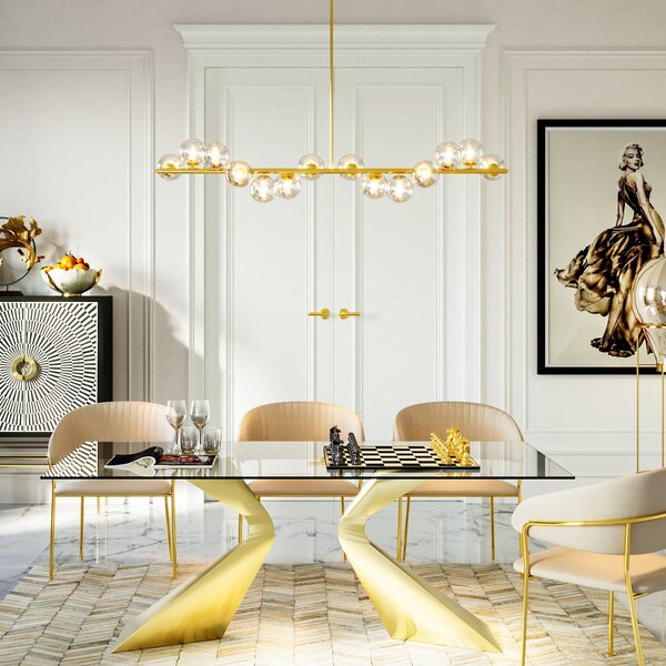 KARE Lampa wisząca designerska Scala Balls, możliwość ściemniania, mosiężny / złoty, salon / jadalnia, metal, design